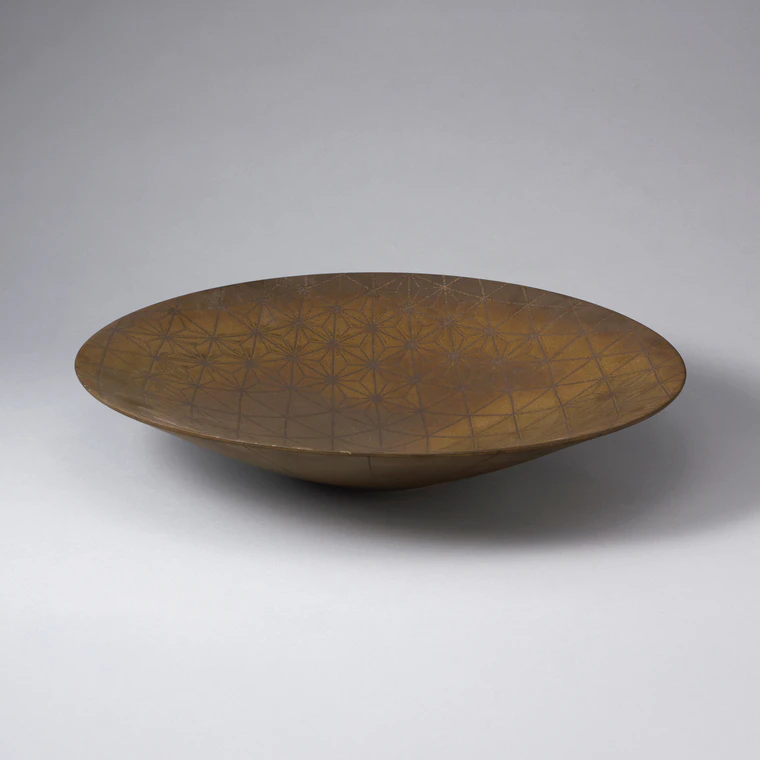 photo Iron Glaze Geometric Patterned Bowl "Fragrance of Iron Blooms"