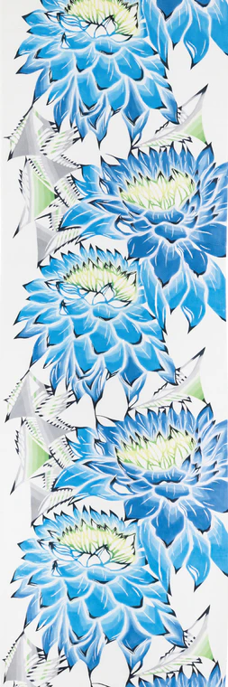photo Obi Sash with Design in Stencil Resist Picture Dyeing "Flower"