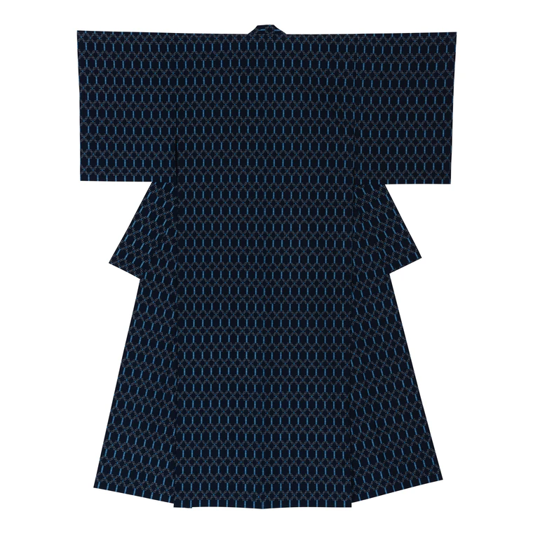photo Kimono of Kurume Kasuri "Clear and Crisp Frost"