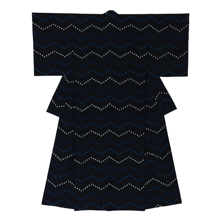 photo Cotton Kimono of Kasuri "Yamabuki (Japanese Rose)"