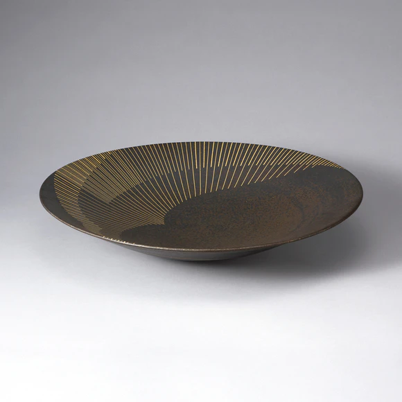 Black Glaze Bowl with Line Design "Starlight"