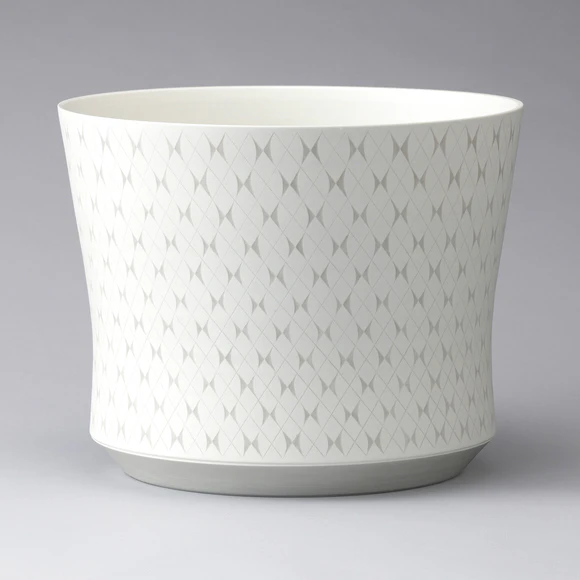 White Porcelain Flower Vase with Inlay Design