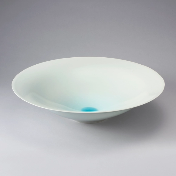 White Porcelain Bowl with Pale Blue Glaze