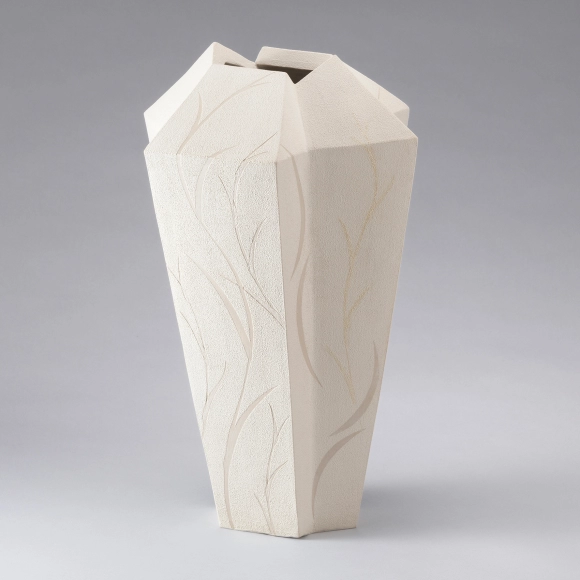 Flat Jar with White Slip "Frost Flowers"