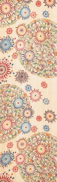 Design in Bingata Zentsu Obi Sash "Bound Fireworks"