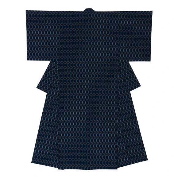 Kimono of Kurume Kasuri "Clear and Crisp Frost"