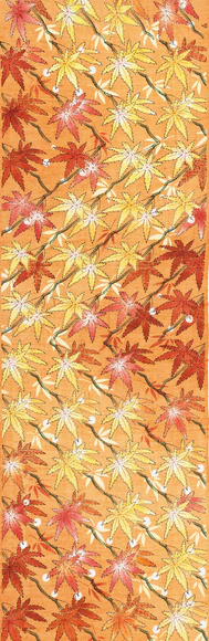 Kimono with Sarasa Pattern in Woodblock Printing "Dance of Late Autumn"