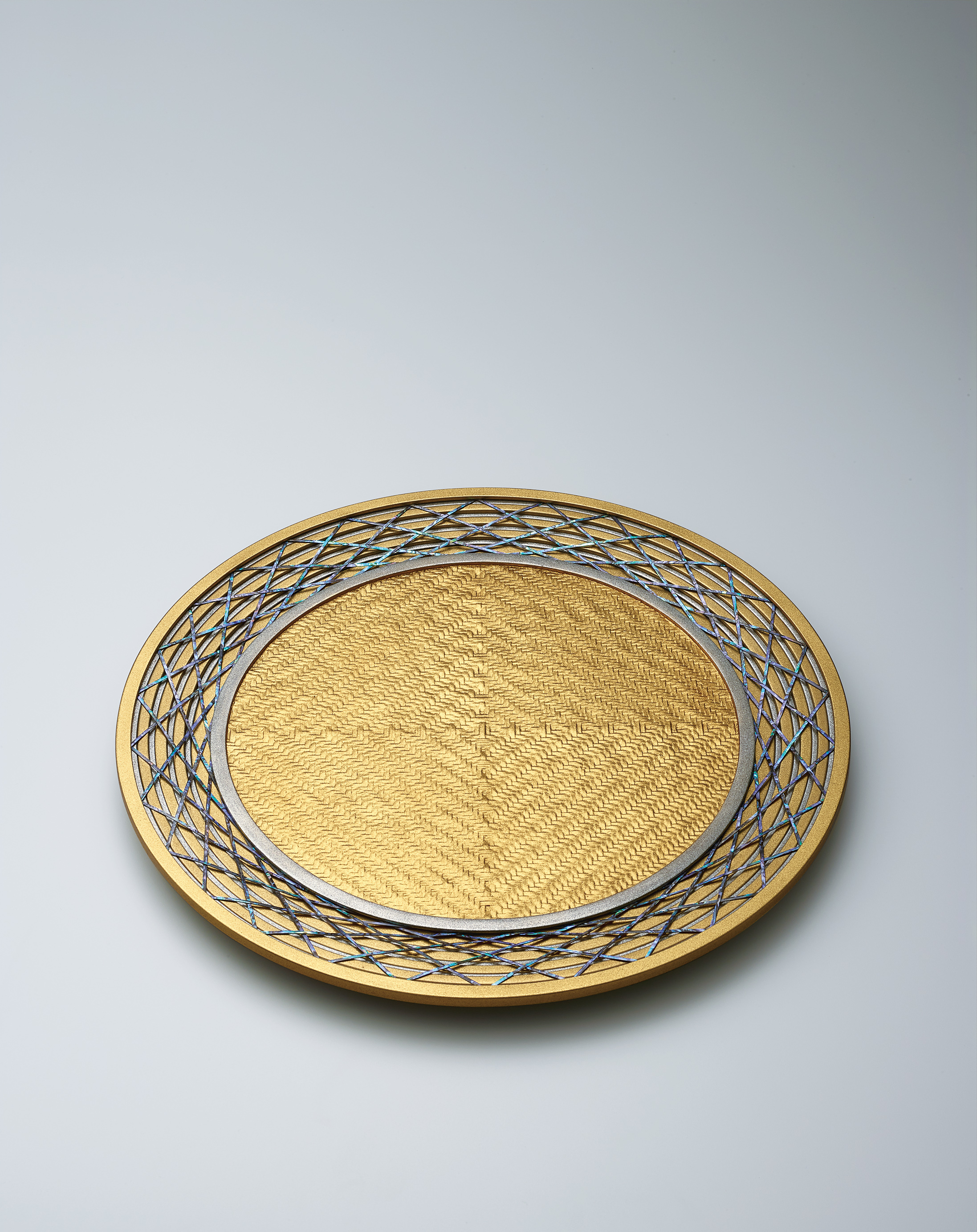 photo Large Wooden Bamboo Base Plate with Hoop Built Technique "Dawn"