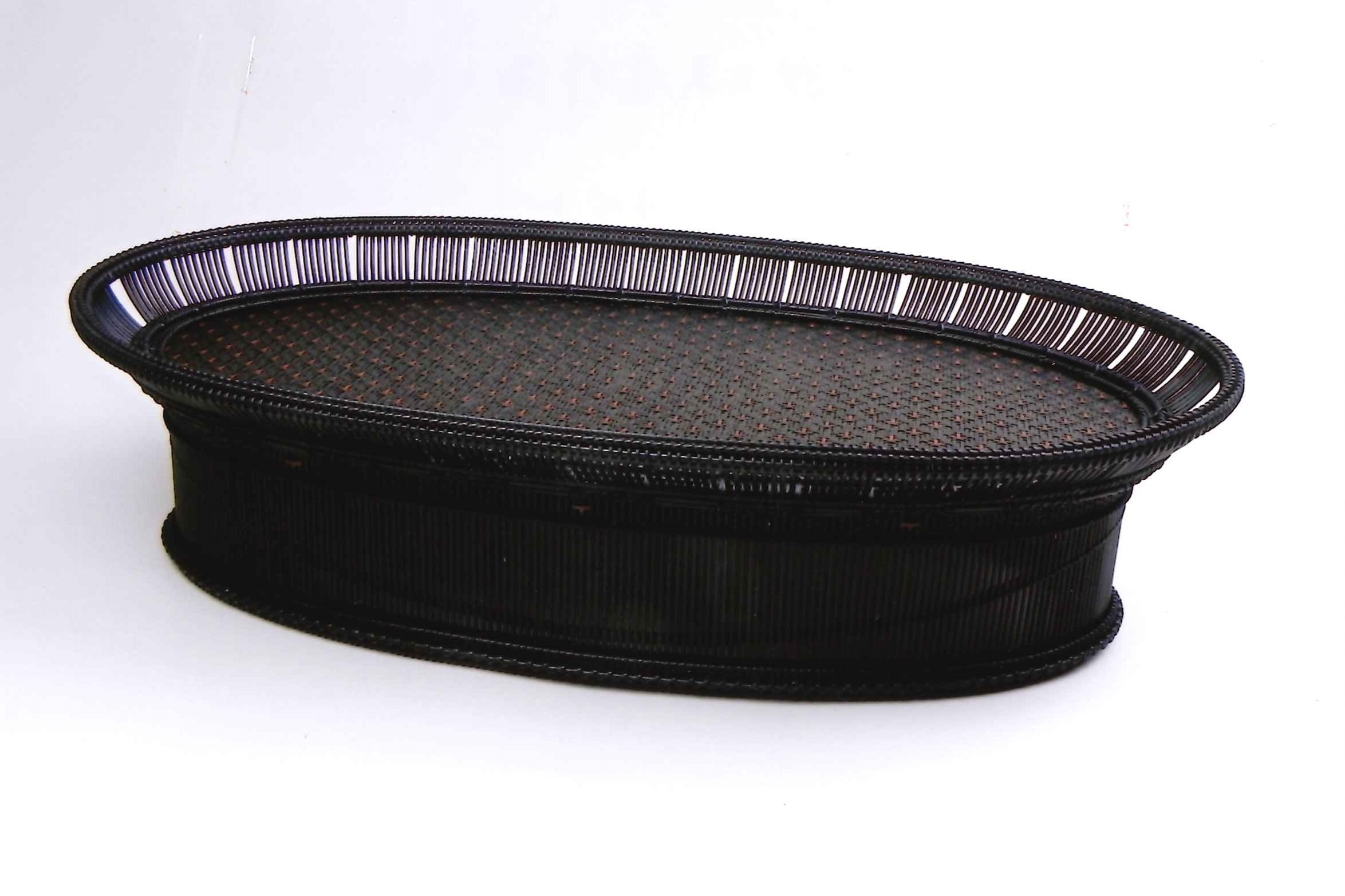 photo Ajiro Weave Pedestal Tray with Square Star Pattern