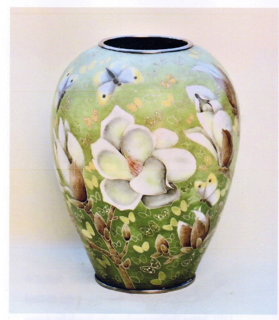 photo Wired Cloisonné Flower Vase with Magnolia Design
